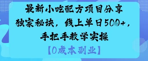 最新小吃配方项目分享独家秘诀，线上单日5张，手把手教学实操-网亿资源平台
