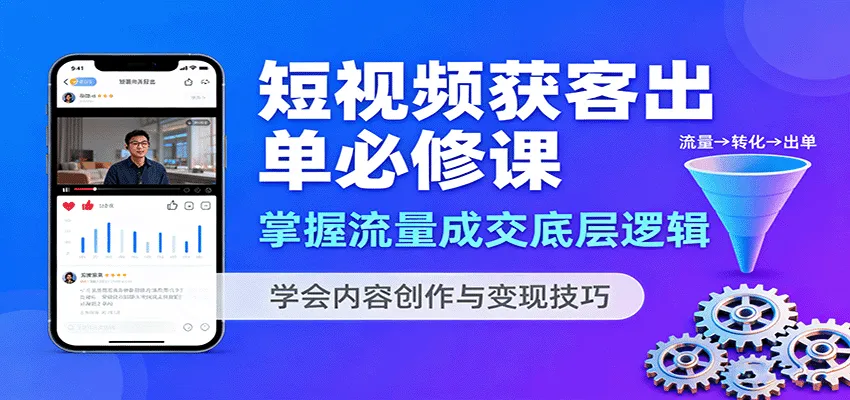 短视频获客出单必修课：掌握流量成交底层逻辑，学会内容创作与变现技巧-网亿资源平台
