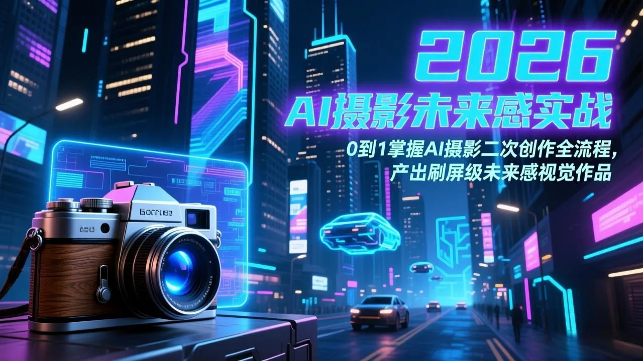 2026 AI摄影未来感实战：0到1掌握AI摄影二次创作全流程，产出刷屏级未来感视觉作品-网亿资源平台