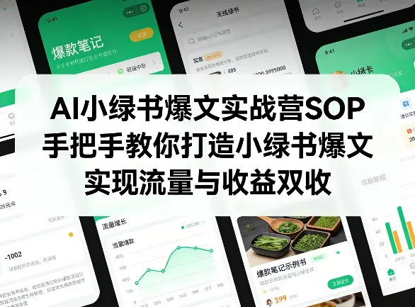AI小绿书爆文实战营SOP，手把手教你打造小绿书爆文，实现流量与收益双收-网亿资源平台
