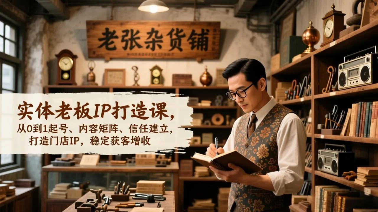 实体老板IP打造课，从0到1起号、内容矩阵、信任建立，打造门店IP，稳定获客增收-网亿资源平台