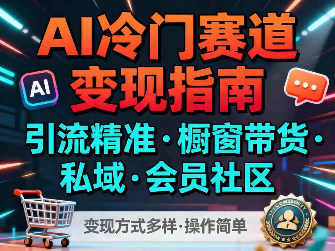 AI冷门赛道，引流精准，橱窗带货+私域+会员社区，变现方式多样，操作简单-网亿资源平台