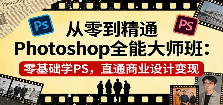 从零到精通Photoshop全能大师班：零基础学PS，直通商业设计变现-网亿资源平台