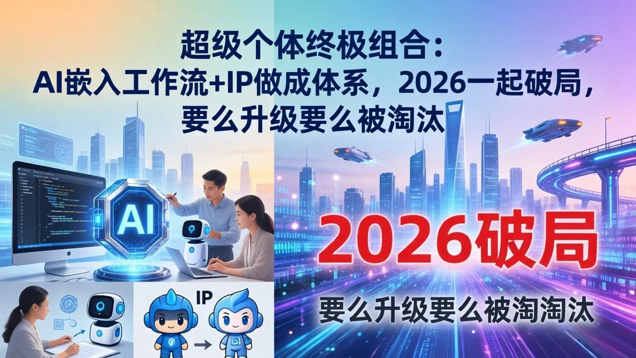 超级个体终极组合：AI嵌入工作流+IP做成体系，2026一起破局，要么升级要么被淘汰-网亿资源平台