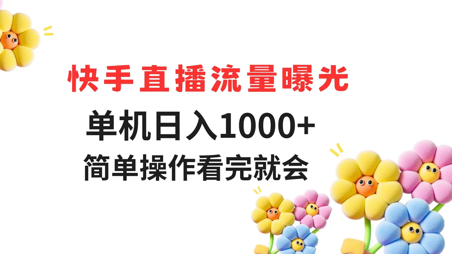 快手直播流量曝光 单机日入1000+ 简单操作 看完就会-网亿资源平台