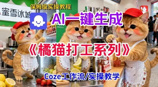 Coze扣子工作流一键生成胖橘猫打工短视频，保姆级实操搭建教学-网亿资源平台