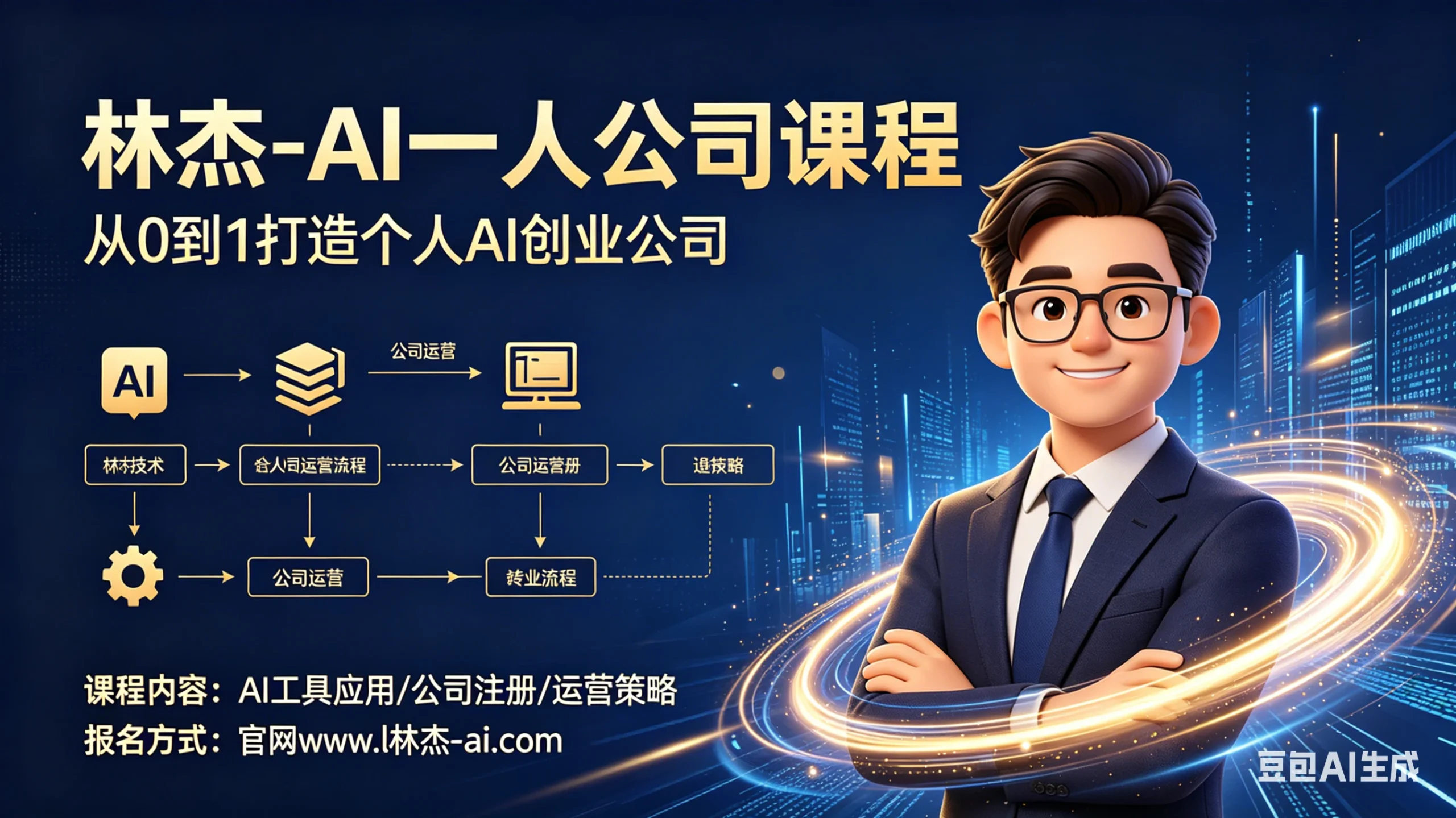 林杰-AI一人公司实战教学,让AI替你写文案、剪视频、找客户-网亿资源平台