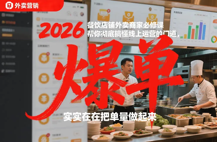 2026餐饮店铺外卖商家必修课，帮你彻底搞懂线上运营的门道，实实在在把单量做起来-网亿资源平台