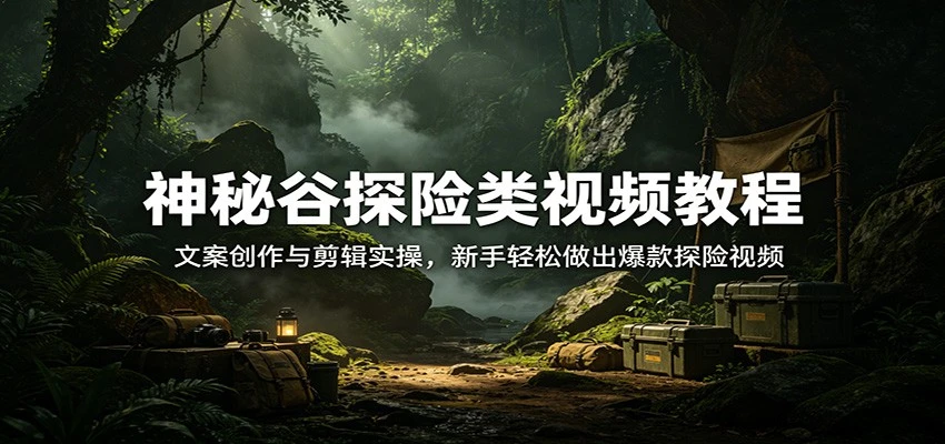 【精】神秘谷探险类视频教程：文案创作与剪辑实操，新手轻松做出爆款探险视频-网亿资源平台