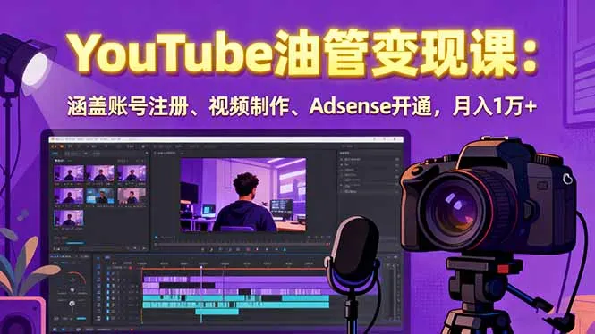 2025YouTube油管变现课：涵盖账号注册、视频制作、Adsense开通，月入1万+-网亿资源平台