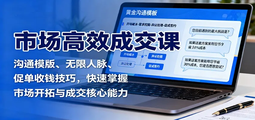 市场高效成交课：沟通模版、无限人脉、促单收钱技巧，快速掌握市场开拓与成交核心能力-网亿资源平台