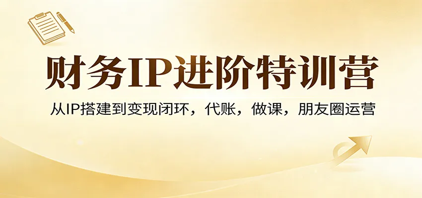 财务IP进阶特训营：从IP搭建到变现闭环，代账，做课，朋友圈运营-网亿资源平台
