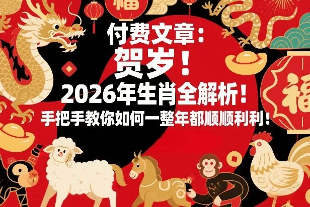 付费文章：贺岁！2026年生肖全解析！手把手教你如何一整年都顺顺利利！-网亿资源平台