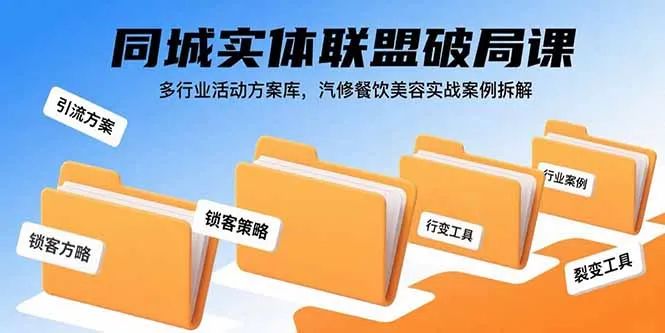 同城实体联盟破局课，多行业活动方案库，汽修餐饮美容实战案例拆解-网亿资源平台