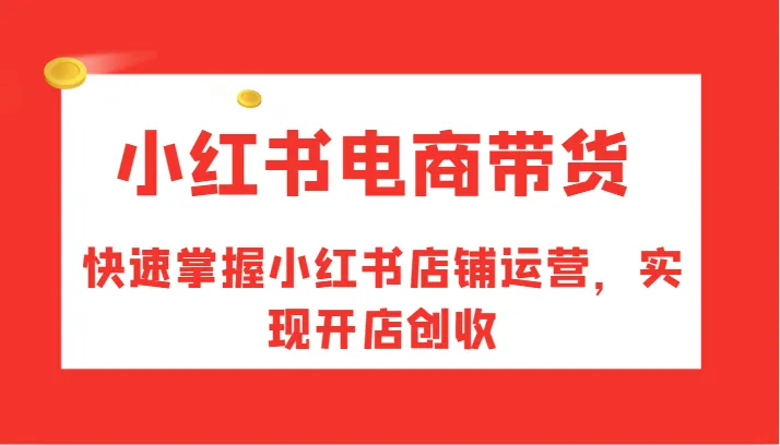 小红书电商带货，快速掌握小红书店铺运营，实现开店创收-网亿资源平台