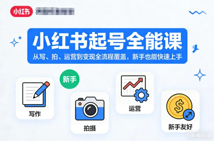 小红书起号全能课，从写、拍、运营到变现全流程覆盖，新手也能快速上手-网亿资源平台
