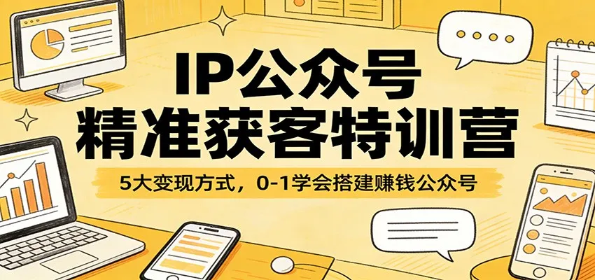 IP公众号精准获客特训营：5大变现方式，0-1学会搭建赚钱公众号-网亿资源平台