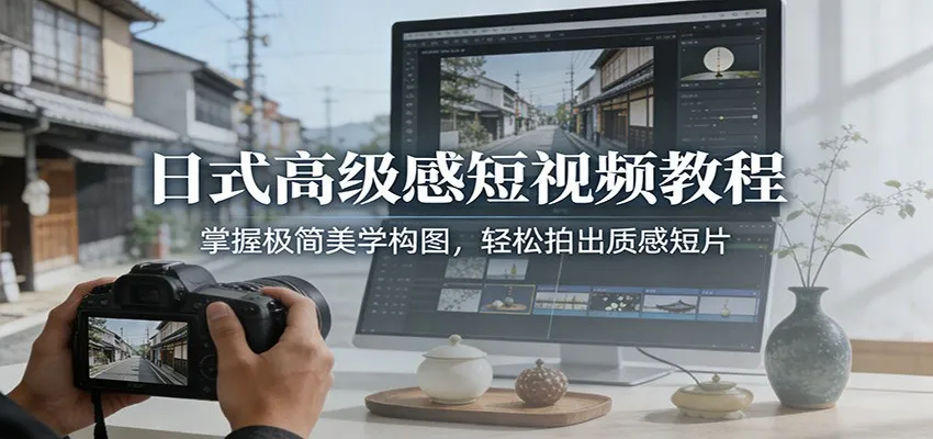 日式高级感短视频教程：掌握极简美学构图，轻松拍出质感短片-网亿资源平台