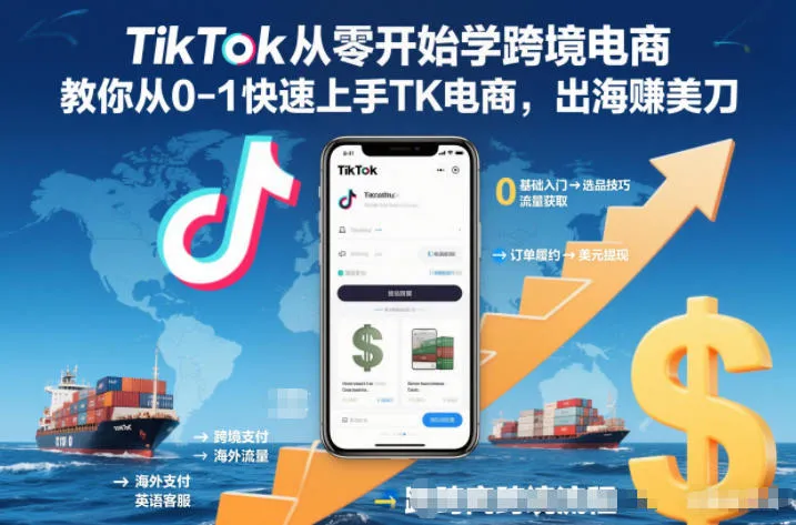 TikTok从零开始学跨境电商，教你从0-1快速上手TK电商，出海賺美刀-网亿资源平台