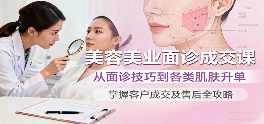 美容美业面诊成交课，从面诊技巧到各类肌肤升单，掌握客户成交及售后全攻略-网亿资源平台