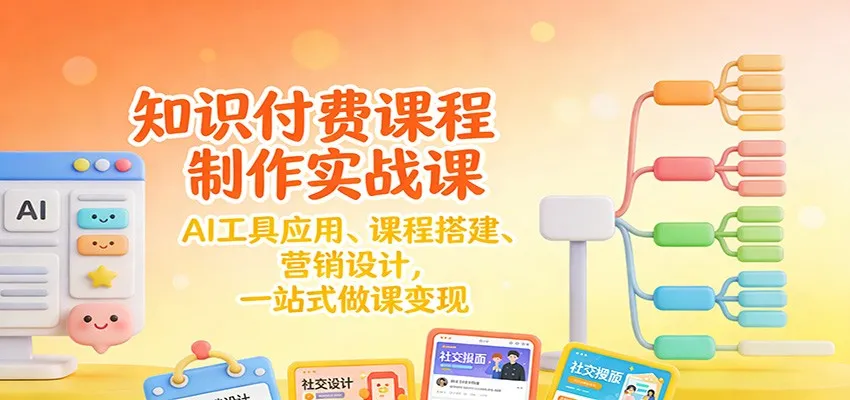 知识付费课程制作实战课：AI工具应用 、课程搭建、营销设计，一站式做课变现-网亿资源平台