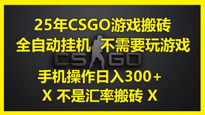 25年CSGO游戏搬砖，全自动挂机，不需要玩游戏，手机操作日入300+。(不是汇率搬砖)-网亿资源平台
