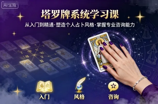 塔罗牌系统学习课，助你从入门到精通，塑造个人占卜风格，掌握专业咨询能力-网亿资源平台