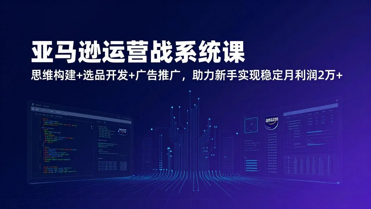 亚马逊运营实战系统课，思维构建+选品开发+广告推广，助力新手实现稳定月利润2万+(更新-网亿资源平台