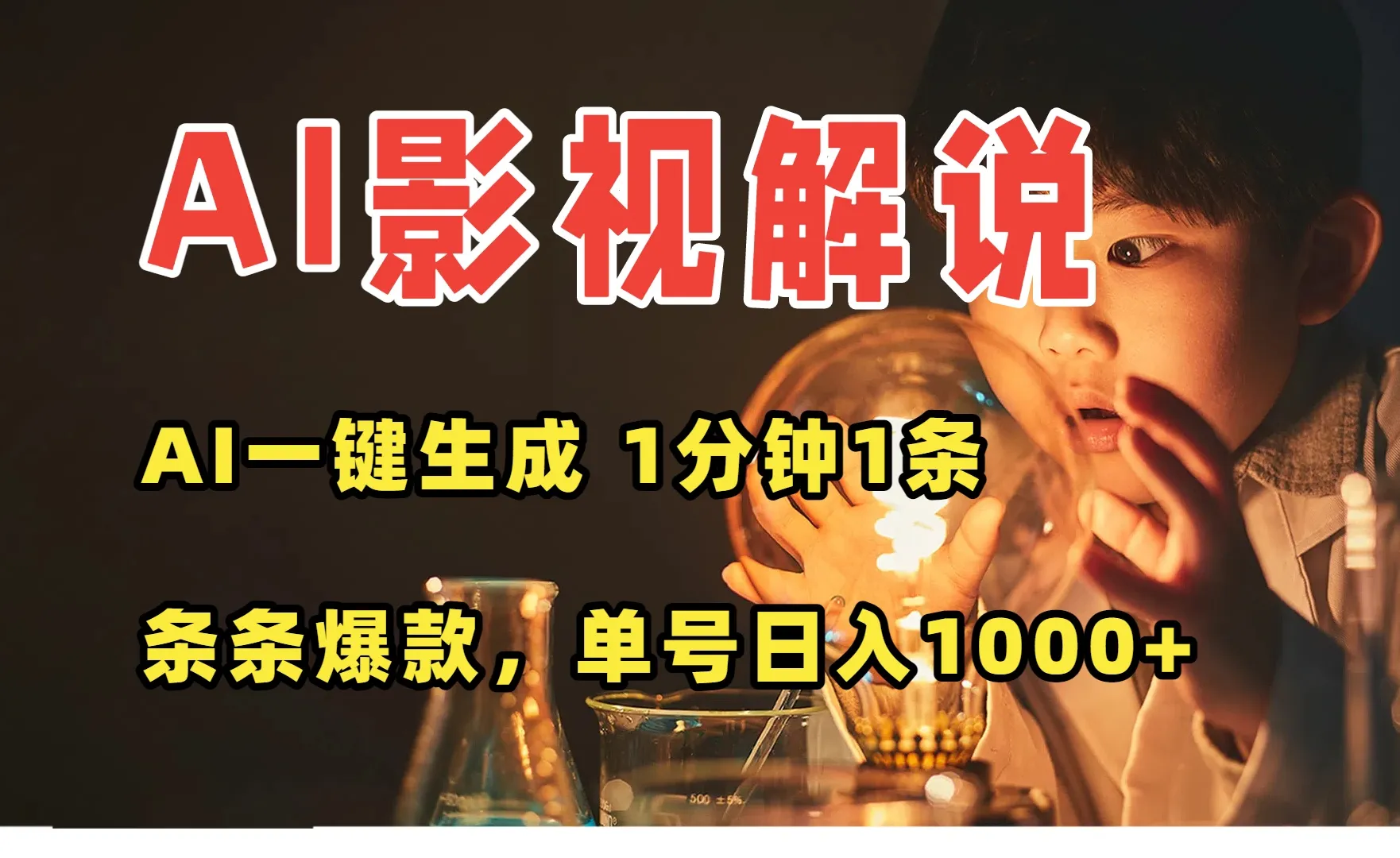 AI一键生成影视解说视频，无需剪辑1分钟1条，条条爆款，多平台变现日入…-网亿资源平台