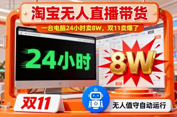 淘宝无人直播带货，一台电脑214小时卖8W，双11卖爆了【揭秘】-网亿资源平台
