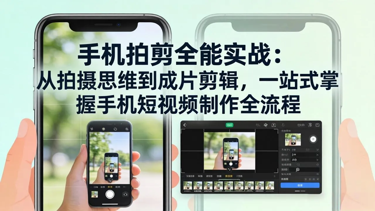 手机拍剪全能实战：从拍摄思维到成片剪辑，一站式掌握手机短视频制作全流程-网亿资源平台