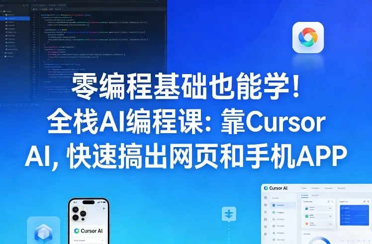 零编程基础也能学！全栈AI编程课：靠Cursor AI，快速搞出网页和手机APP-网亿资源平台