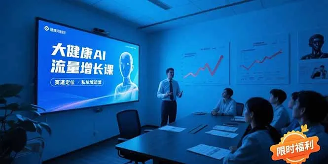 大健康AI流量增长课8.0，赛道定位方法论，AI数字人内容生产，私域转化运营-网亿资源平台