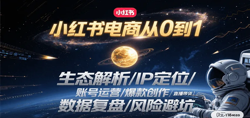小红书电商从0到1：生态解析/IP定位/ 账号运营/爆款创作/直播带货/数据复盘/风险避坑-网亿资源平台