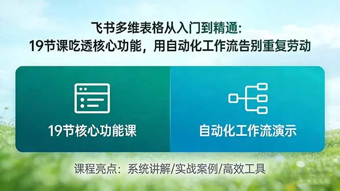 飞书多维表格从入门到精通：19节课吃透核心功能，用自动化工作流告别重复劳动-网亿资源平台