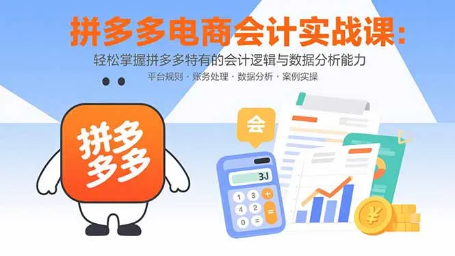 拼多多电商会计实战课：轻松掌握拼多多特有的会计逻辑与数据分析能力-网亿资源平台
