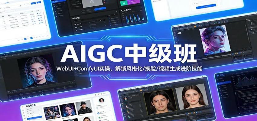 AIGC中级班：WebUI+ComfyUI实操，解锁风格化/换脸/视频生成进阶技能-网亿资源平台
