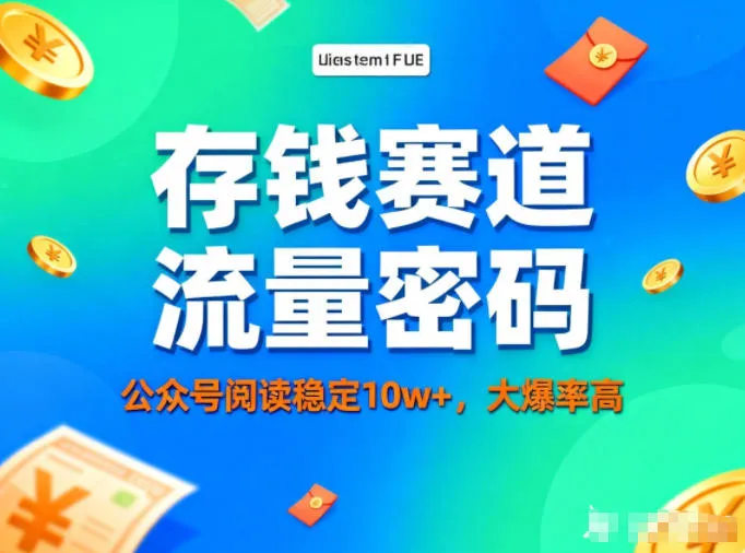 公众号做存钱赛道，流量大爆率高，阅读稳定10w+-网亿资源平台
