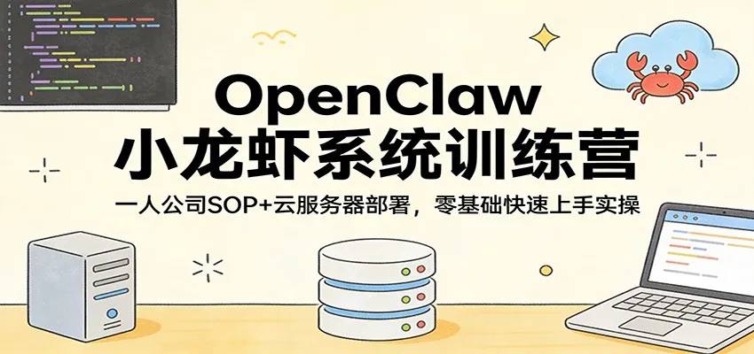 OpenClaw小龙虾系统训练营：一人公司SOP，云服务器部署，零基础快速上手实操-网亿资源平台