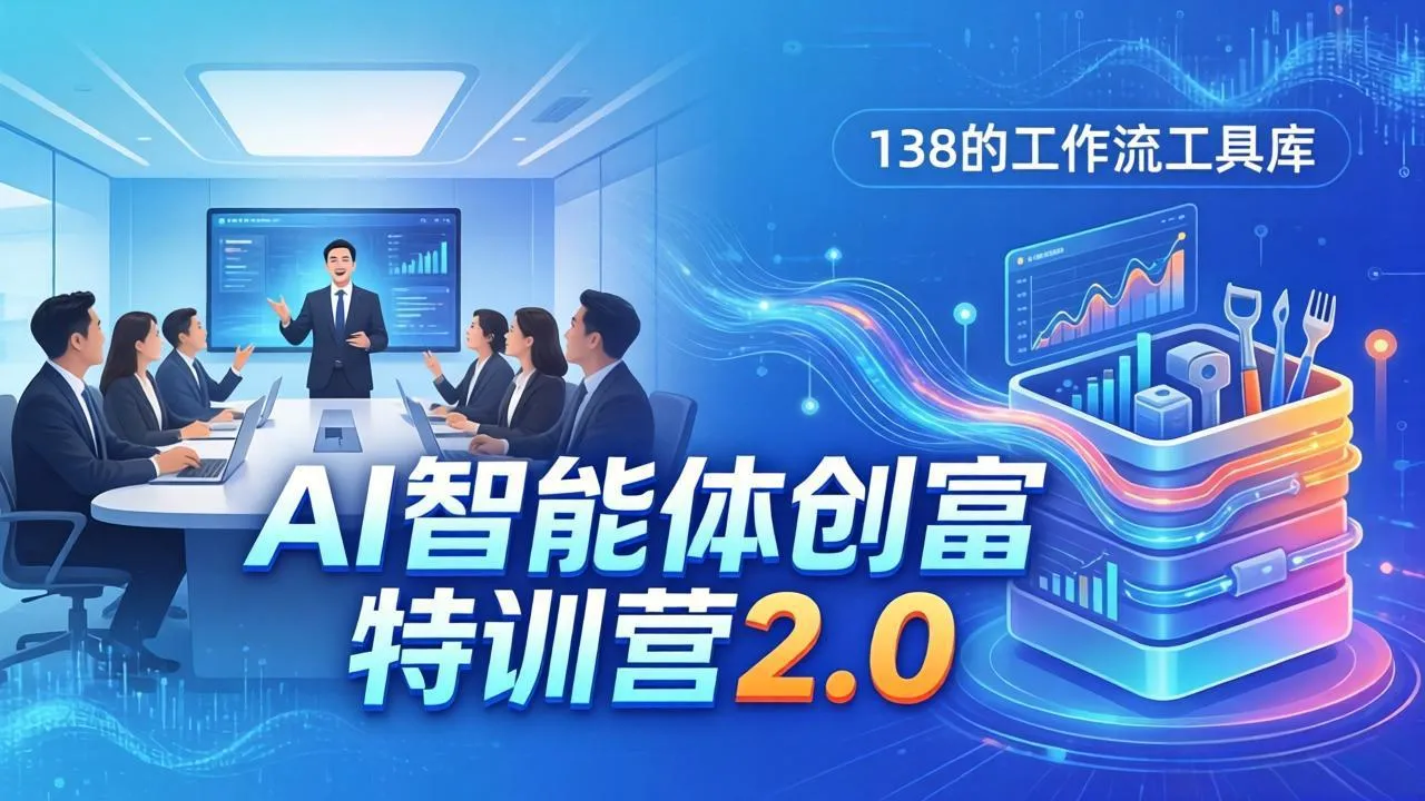 AI智能体创富训练营2.0：3天闭门直播+视频课+工具库，从0到1搭建智能体附138个工作流-网亿资源平台