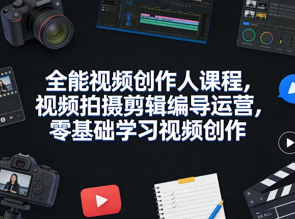 全能视频创作人课程,视频拍摄剪辑编导运营,零基础学习视频创作(更新2026年3月)-网亿资源平台