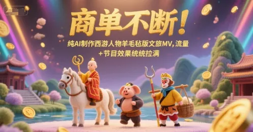 商单不断！纯AI制作西游人物羊毛毡版文旅MV，流量+节目效果统统拉满-网亿资源平台