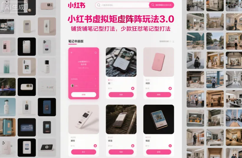 小红书虚拟矩阵玩法3.0，铺货铺笔记型打法，少款狂怼笔记型打法-网亿资源平台