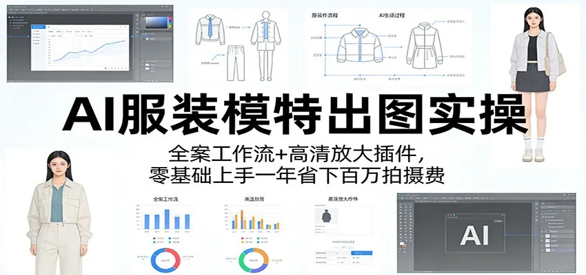AI服装模特出图实操：全案工作流+ 高清放大插件，零基础上手一年省下百万拍摄费-网亿资源平台