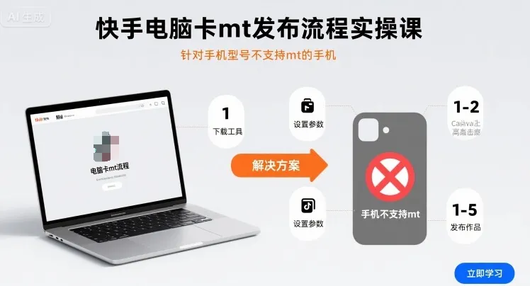 快手电脑卡mt发布流程实操课，针对手机型号不支持mt的手机-网亿资源平台