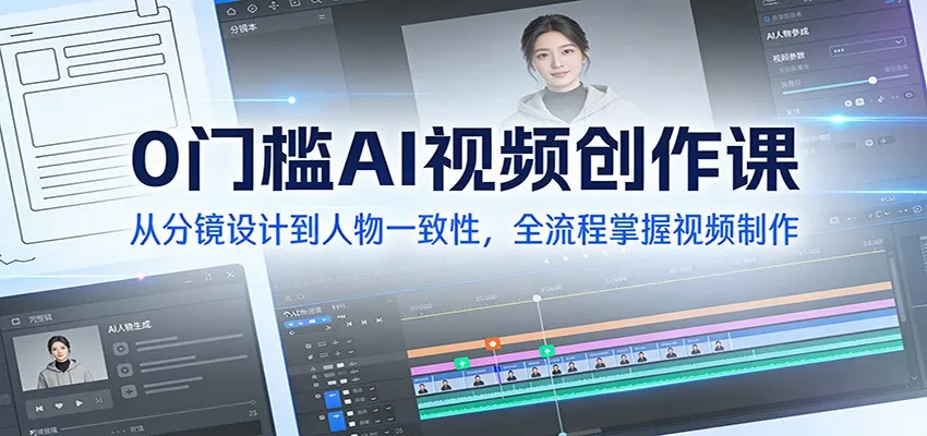 0门槛AI视频创作课：从分镜设计到人物一致性，全流程掌握视频制作-网亿资源平台
