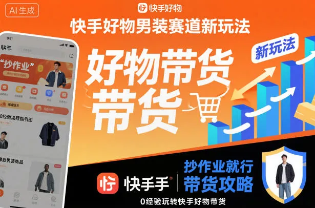 快手好物男装赛道新玩法，抄作业就行，0经验玩转快手好物带货-网亿资源平台