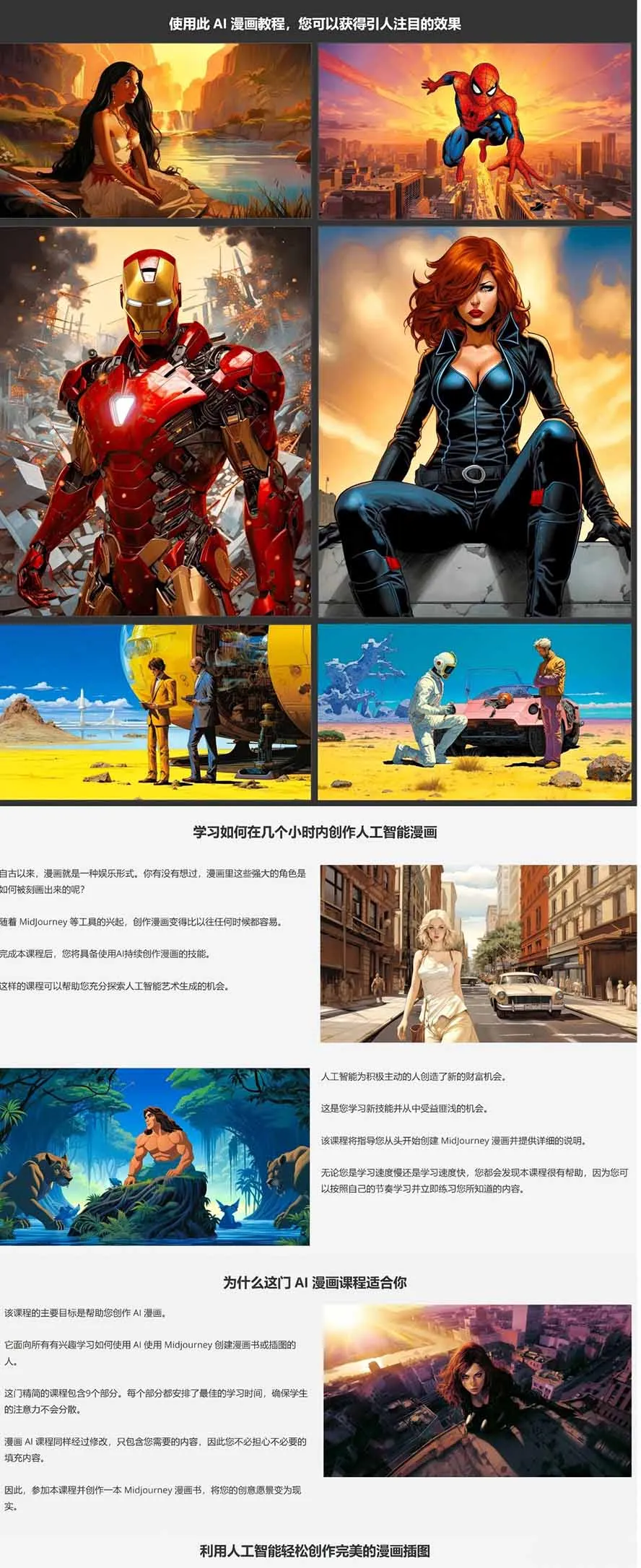 Midjourney AI漫画创作课，脚本构思、人物设计、排版合成，零基础创作完整漫画或系列插画-网亿资源平台