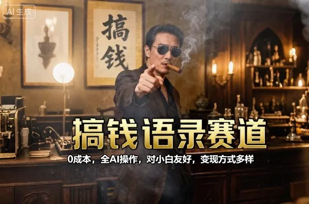 搞钱语录赛道，0成本，全AI操作，对小白友好，变现方式多样-网亿资源平台