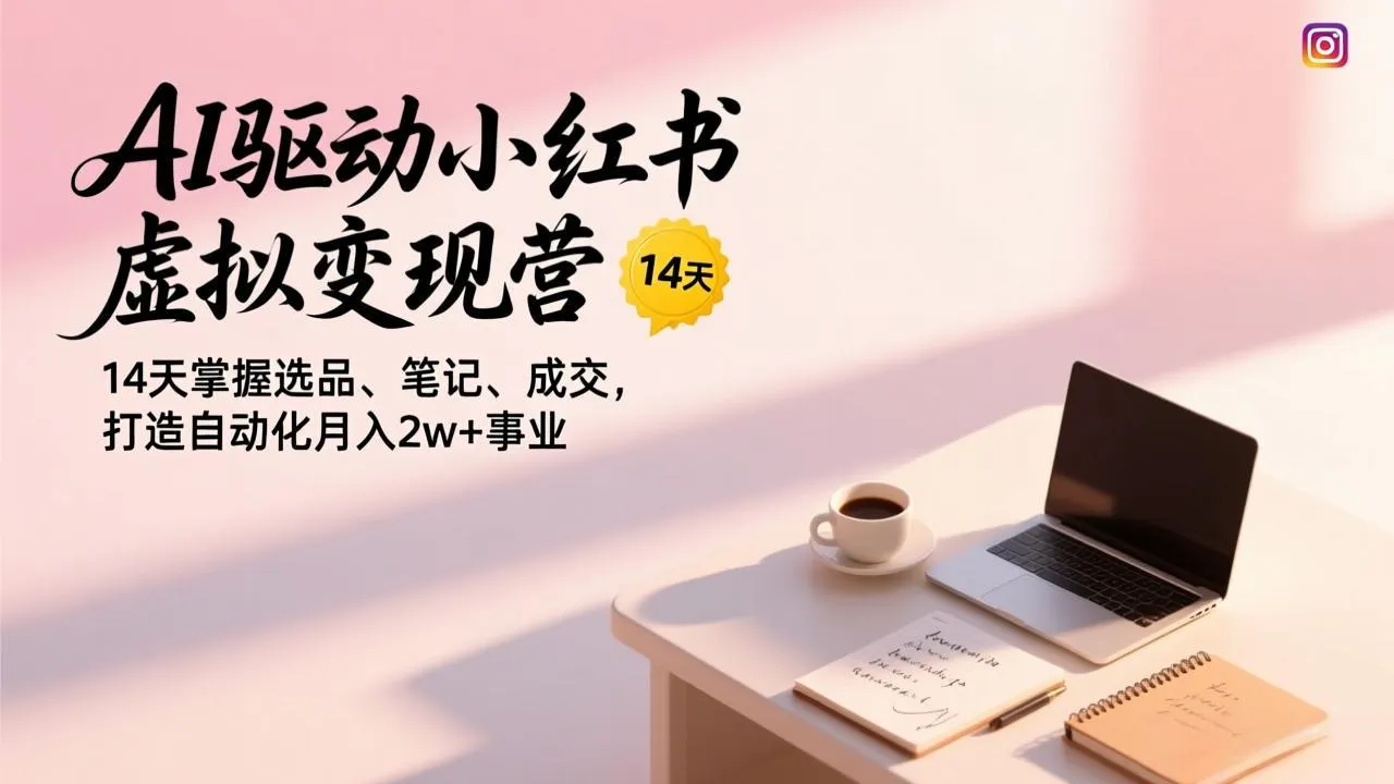 AI驱动小红书虚拟变现营，14天掌握选品、笔记、成交，打造自动化月入2w+事业-网亿资源平台